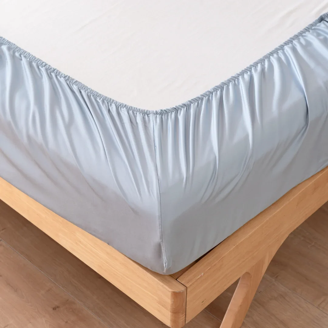Bamboo Fitted Sheet - Pale Blue - Image 4