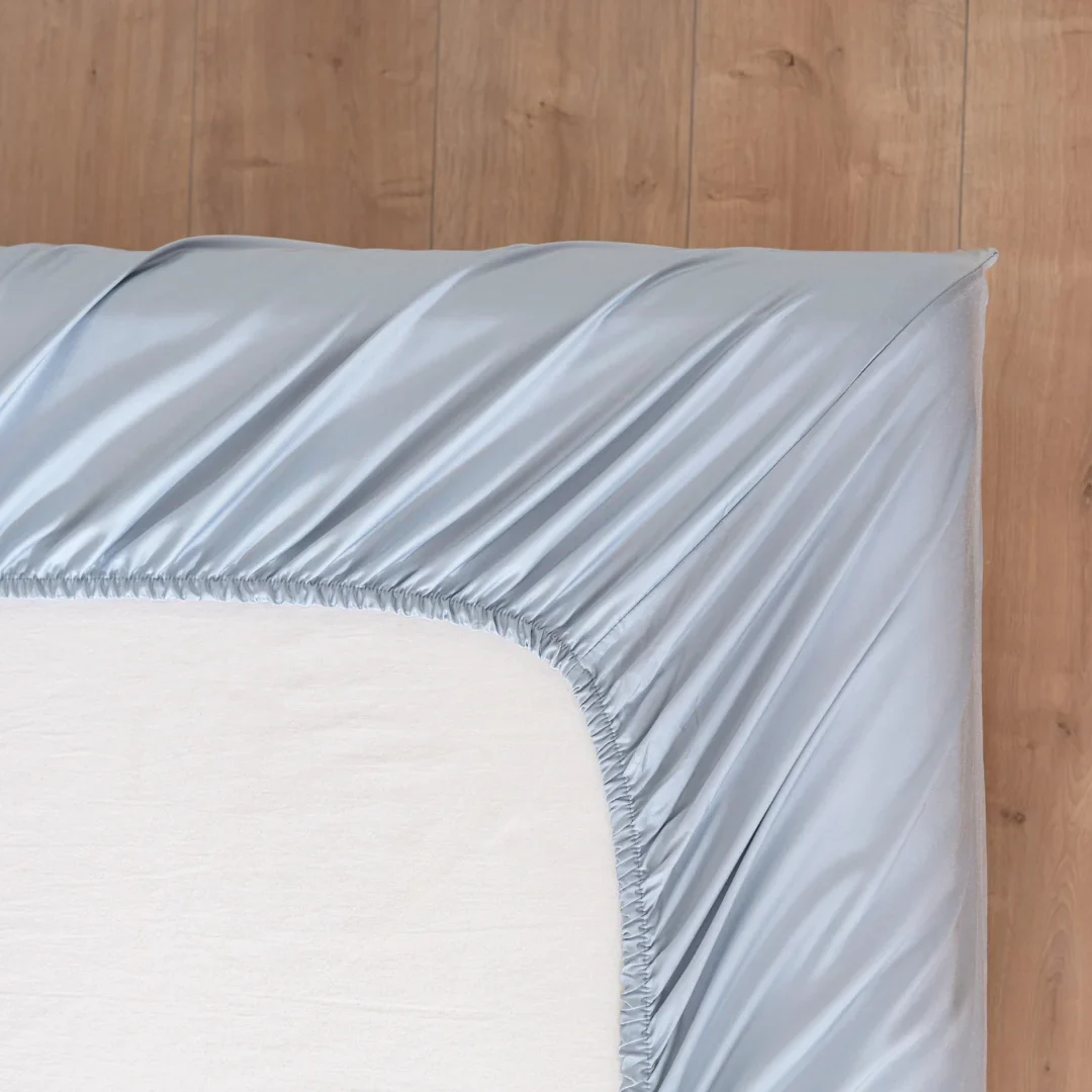 Bamboo Fitted Sheet - Pale Blue - Image 5