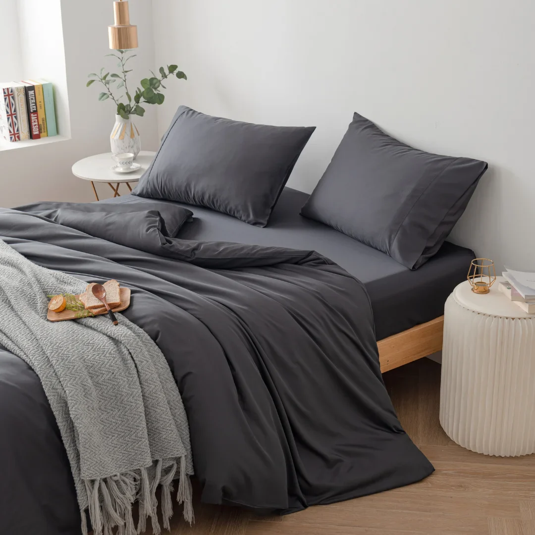 Bamboo Quilt Cover Set - Charcoal - Image 5
