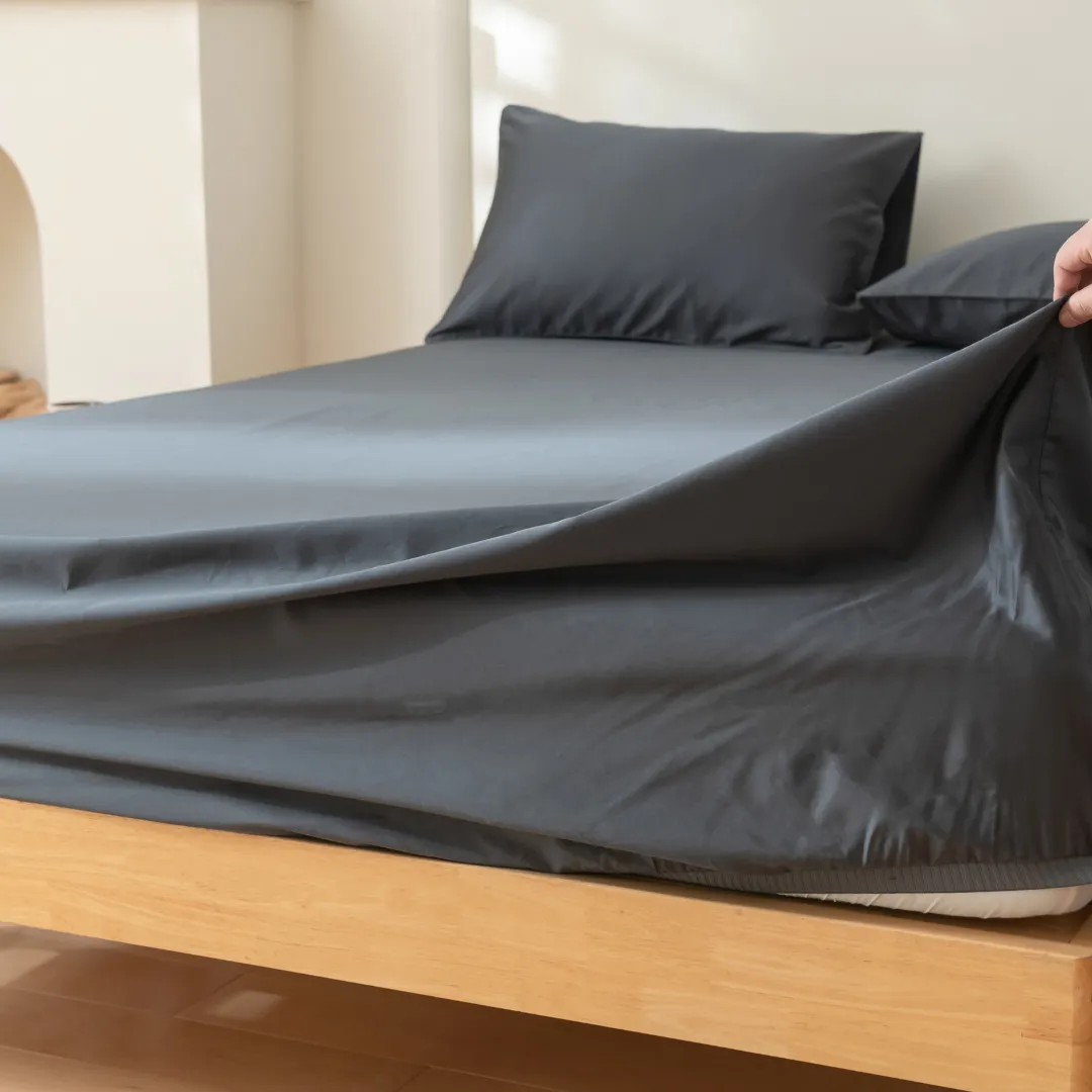 Luxe Cotton Sateen Fitted Sheet - Charcoal - Image 3