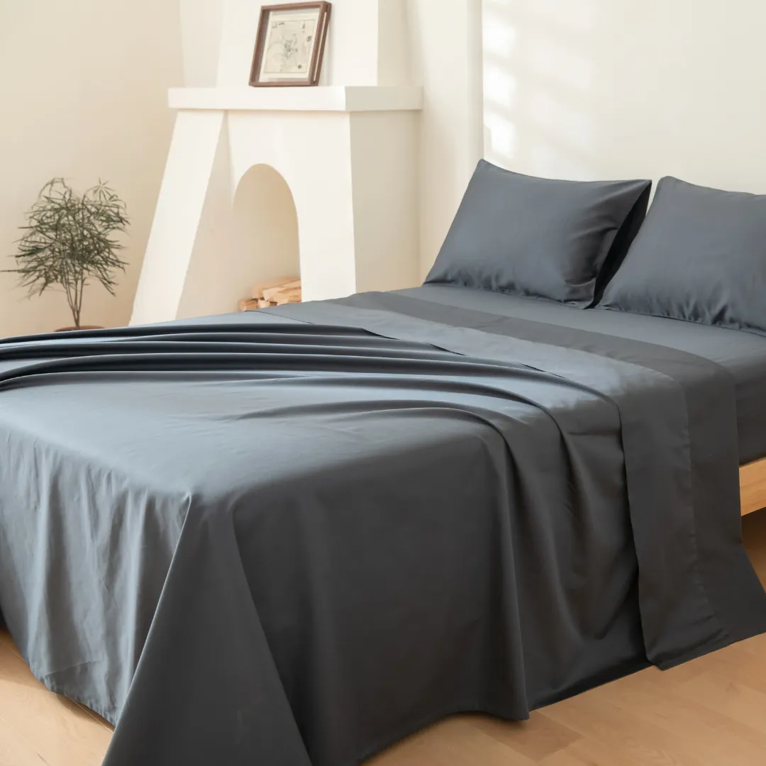 Luxe Cotton Sateen Flat Sheet - Charcoal - Image 4