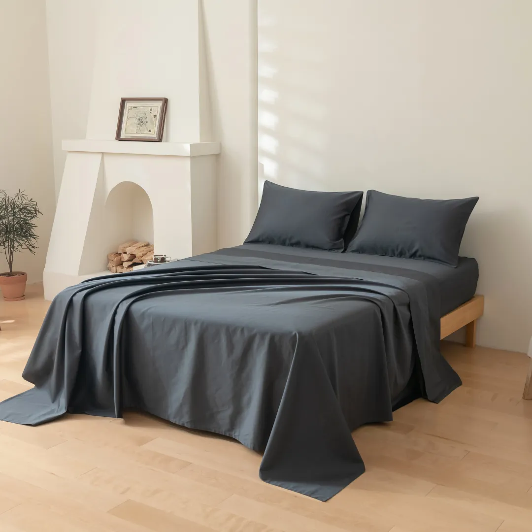 Luxe Cotton Sateen Flat Sheet - Charcoal - Image 5