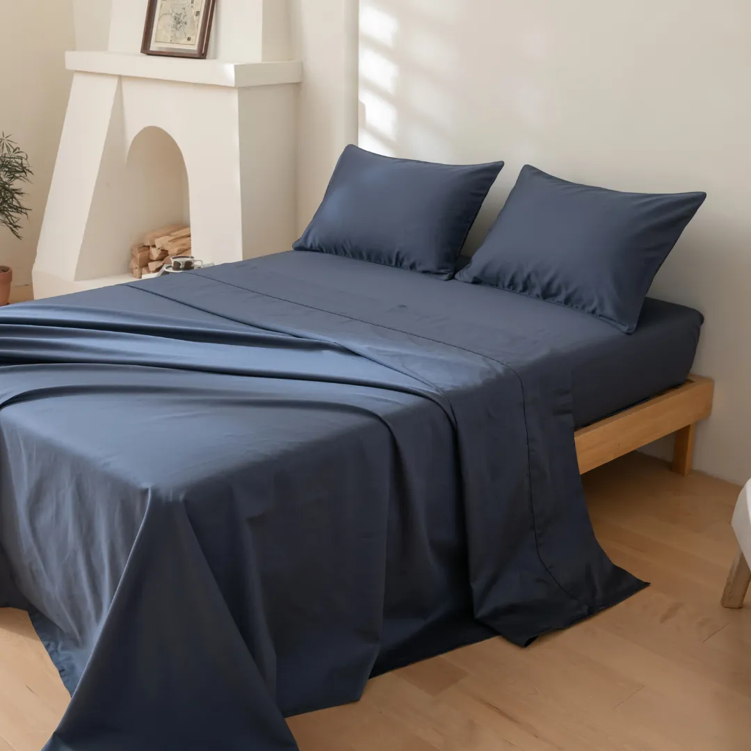 Luxe Cotton Sateen Flat Sheet - Midnight - Image 3