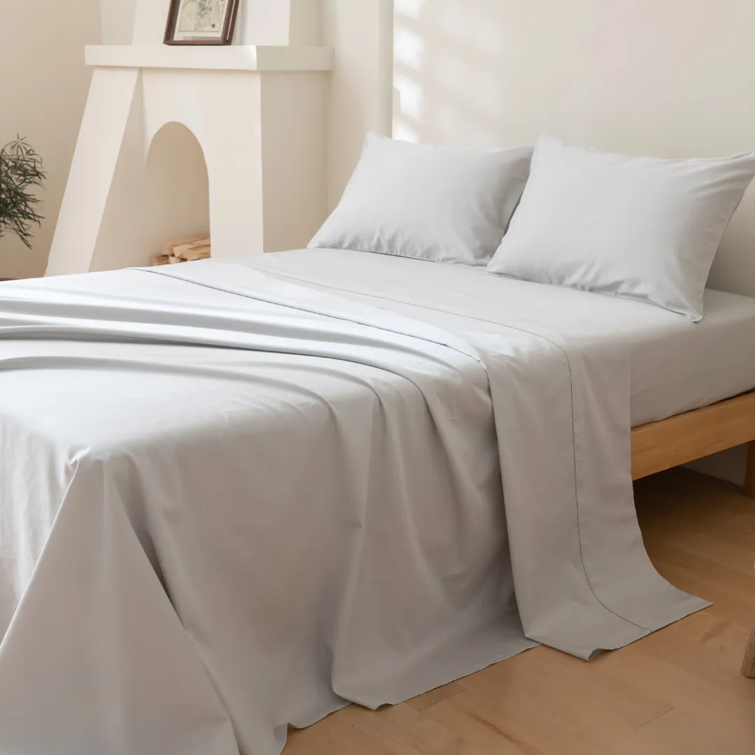 Luxe Cotton Sateen Flat Sheet - Silver - Image 3