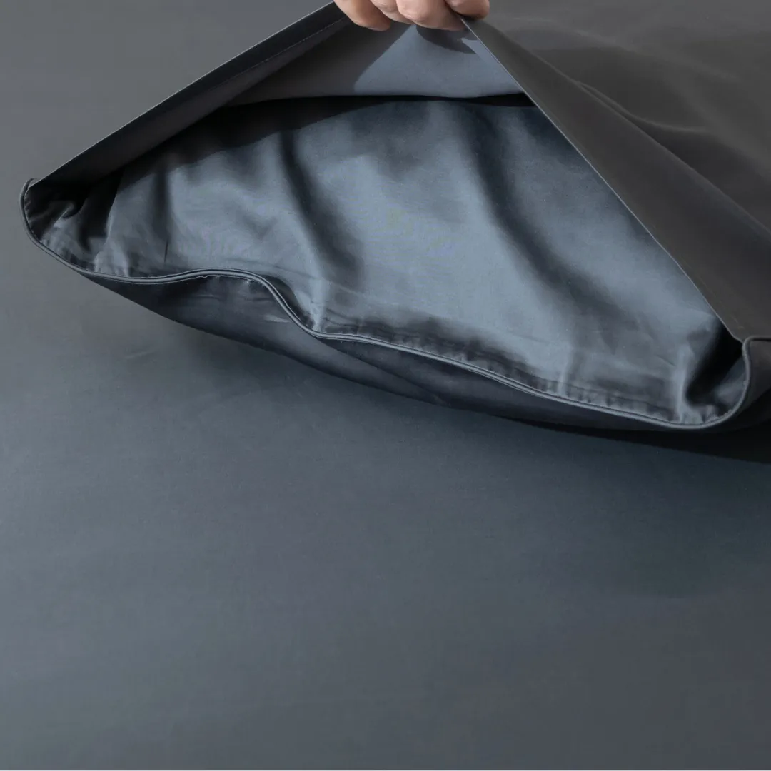 Luxe Cotton Sateen Pillowcase Set - Charcoal - Image 3