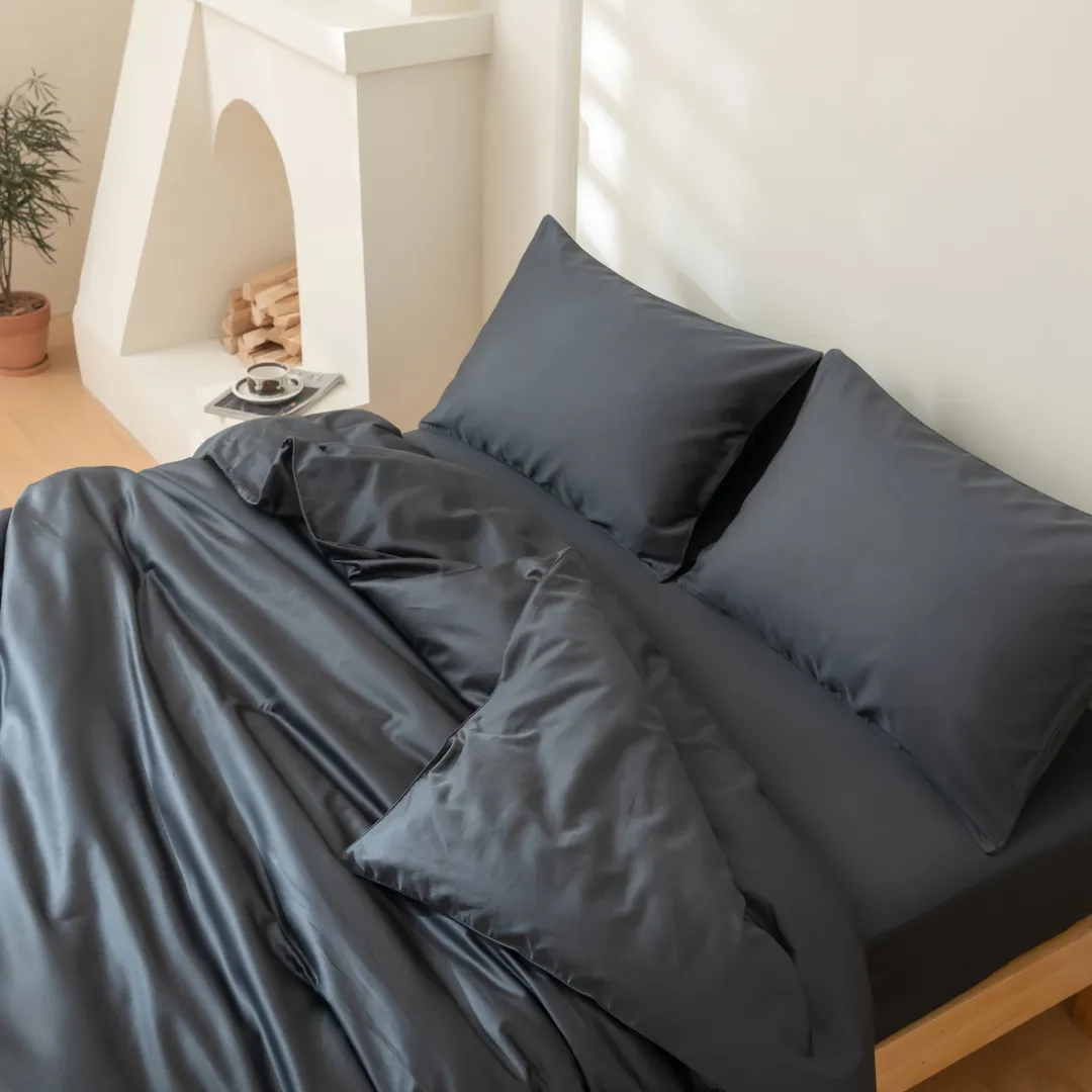 Luxe Cotton Sateen Quilt Cover - Charcoal - Image 3