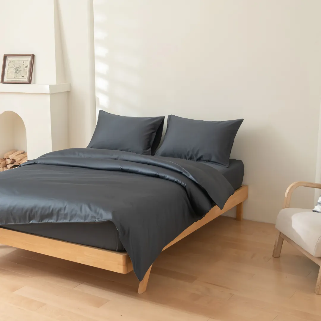 Luxe Cotton Sateen Quilt Cover - Charcoal - Image 4