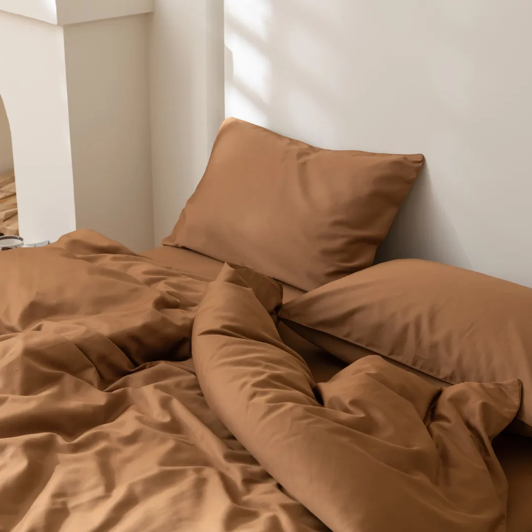 Luxe Cotton Sateen Quilt Cover - Terracotta - Image 3